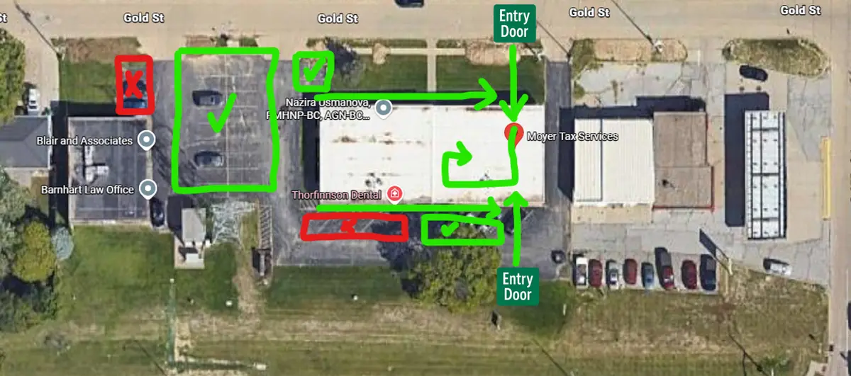 Map showing how to get to Suite 9 at Moyer Tax Services